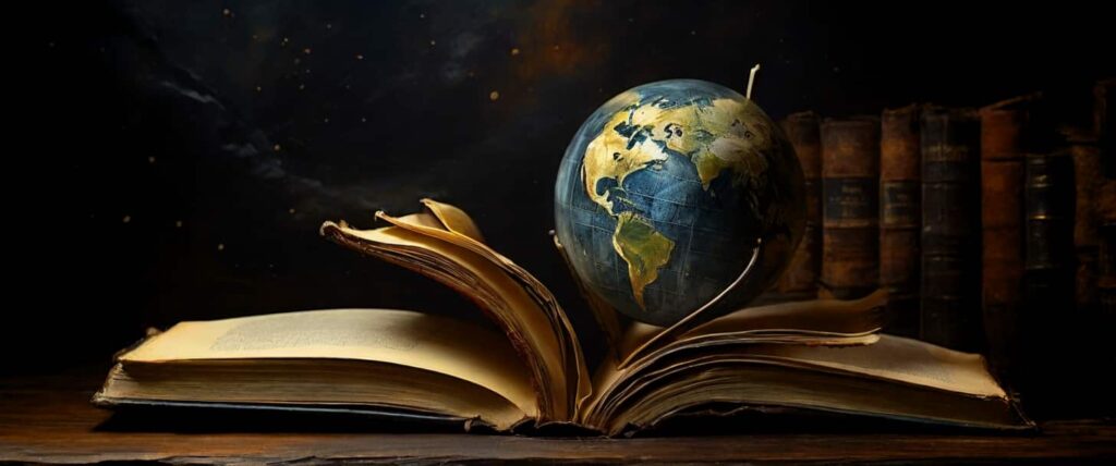 visuel qui symbolise la diffusion d'un livre autour de la planète terre