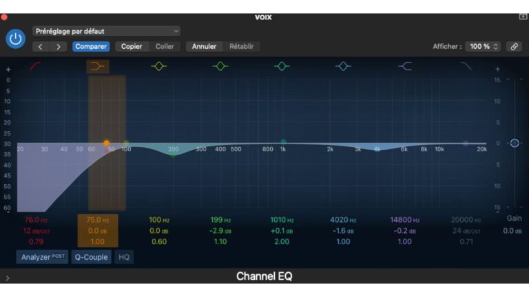 visuel qui représente l'égalisation d'une voix pour faire son livre audio
