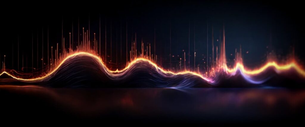 ce visuel représente une forme d'onde qui symbolise le traitement de la voix